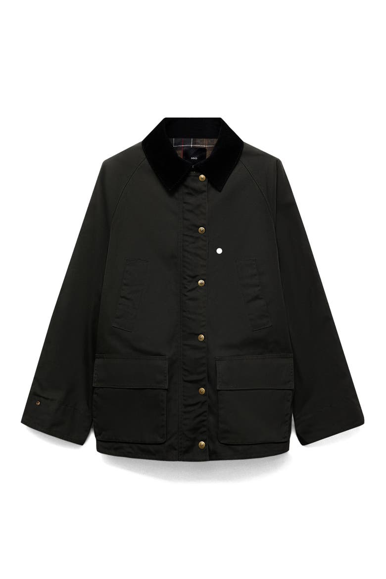 Corduroy Collar Waxed Effect Oversize Jacket, Alternate, color, KHAKI - BLACK