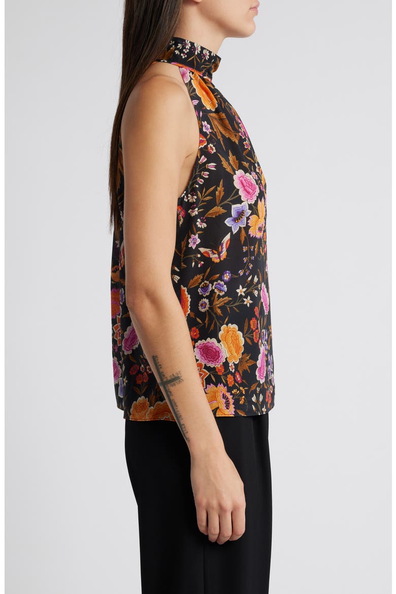 Madison Floral Silk Halter Top, Alternate, color, BLACK MULTI