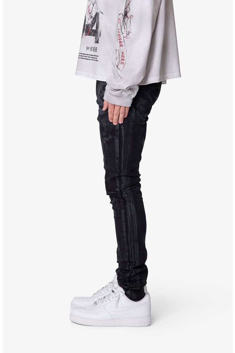Waxed Skinny Jeans, Alternate, color, BLACK