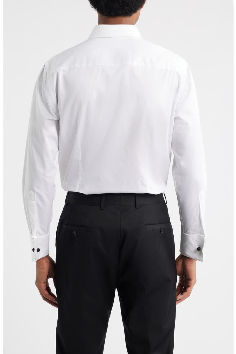 Edmund White Cotton Twill Tuxedo Shirt, Alternate, color, WHITE