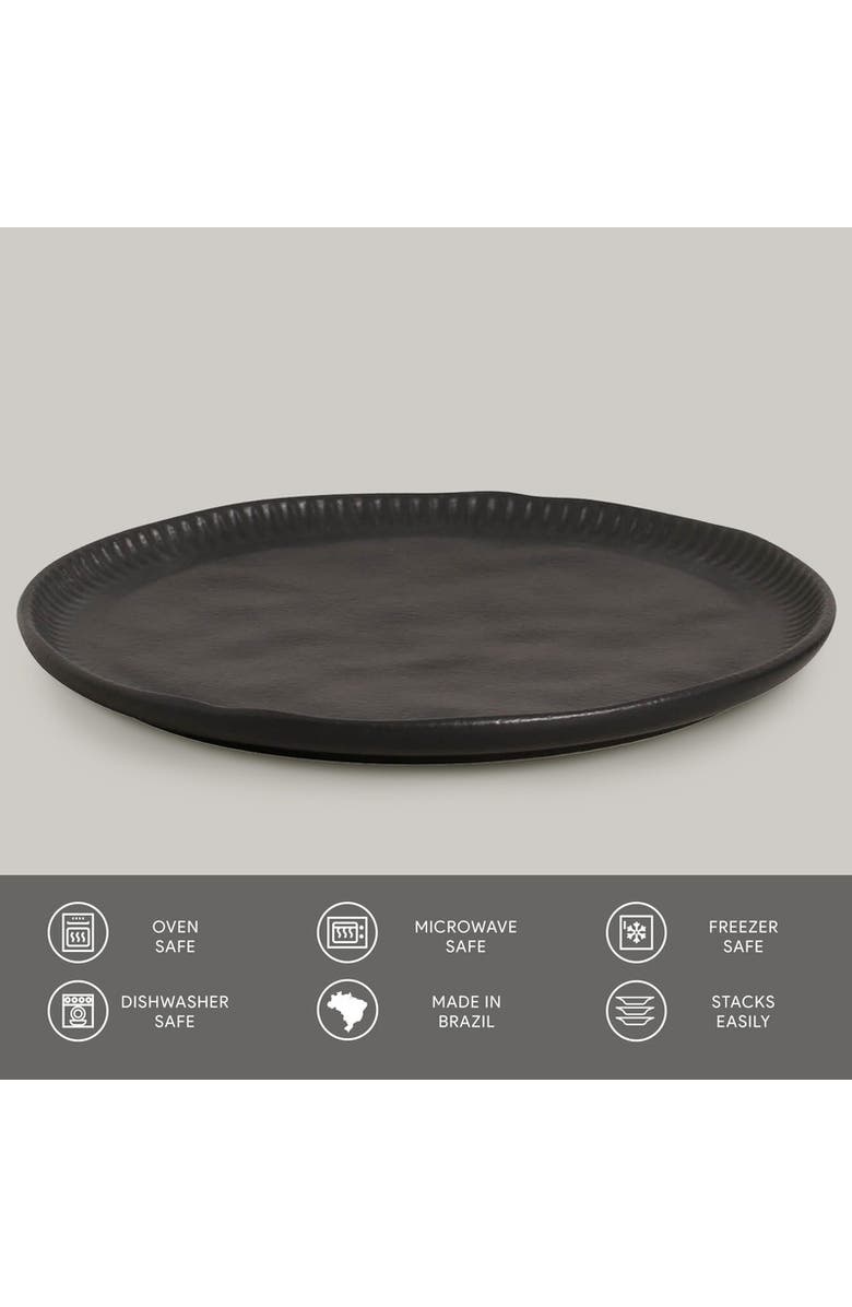 Porto Brasil Dinner Plate Set of 6, Alternate, color, Linhas Matte Black