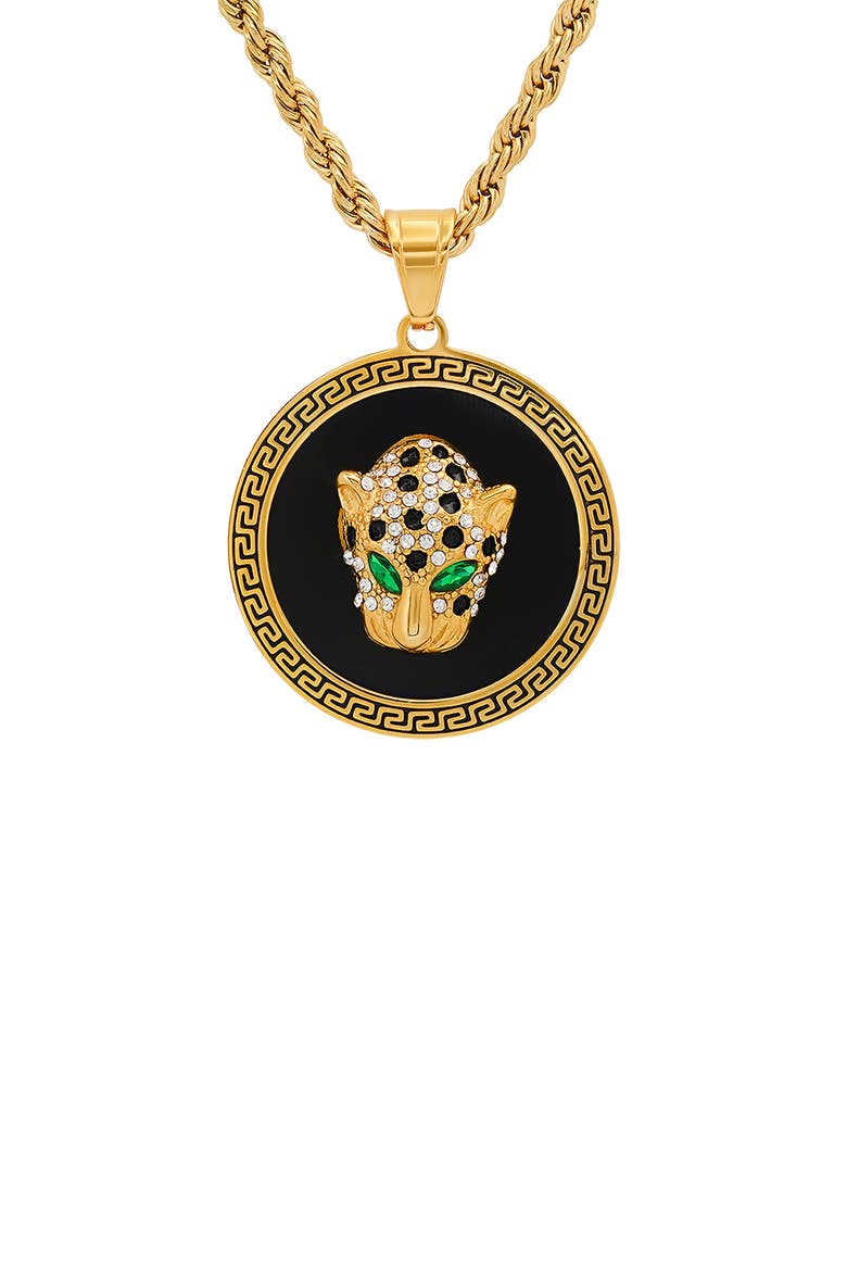 Men's 18K Yellow Gold Plated Stainless Steel Pendant Necklace, Alternate, color, YELLOW