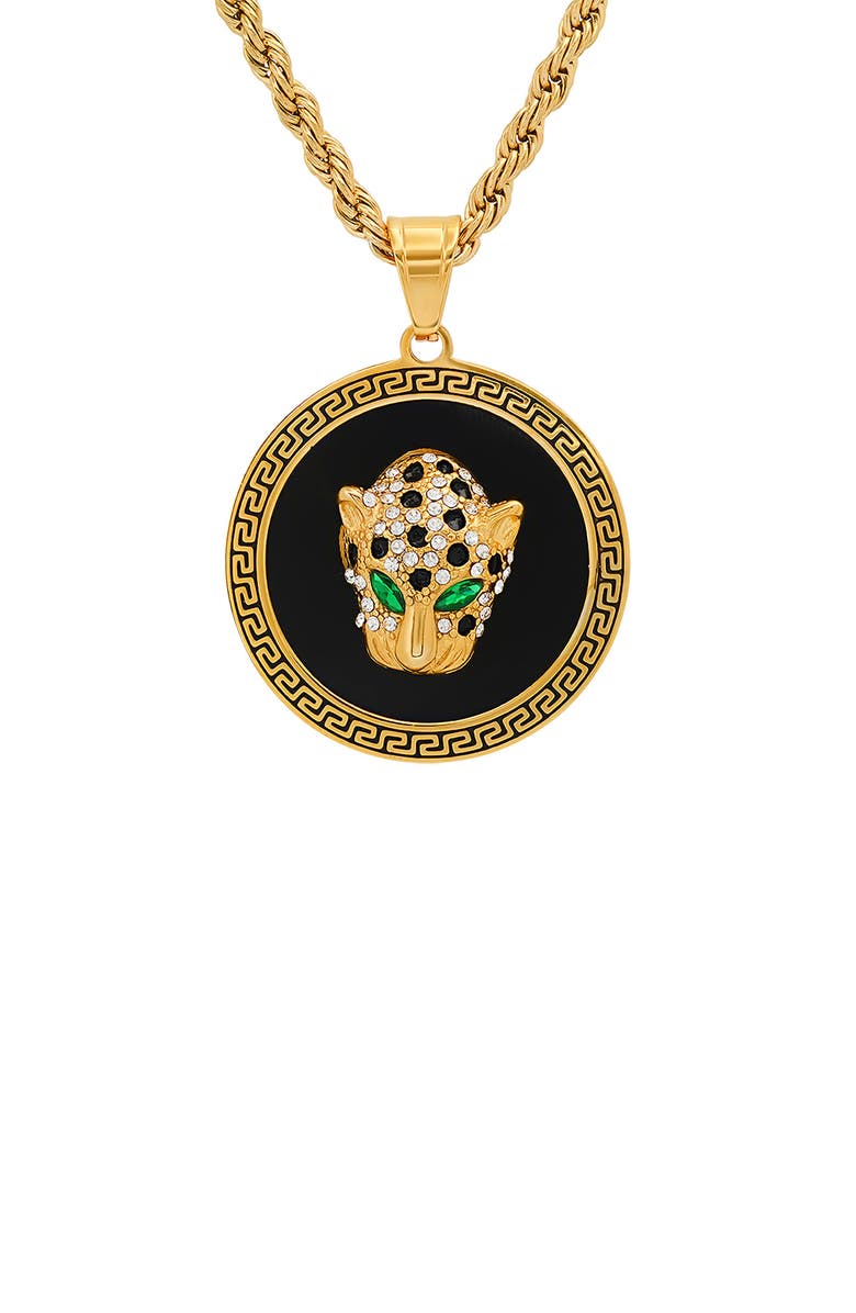 HMY JEWELRY Men's 18K Yellow Gold Plated Stainless Steel Pendant Necklace, Alternate, color, Yellow