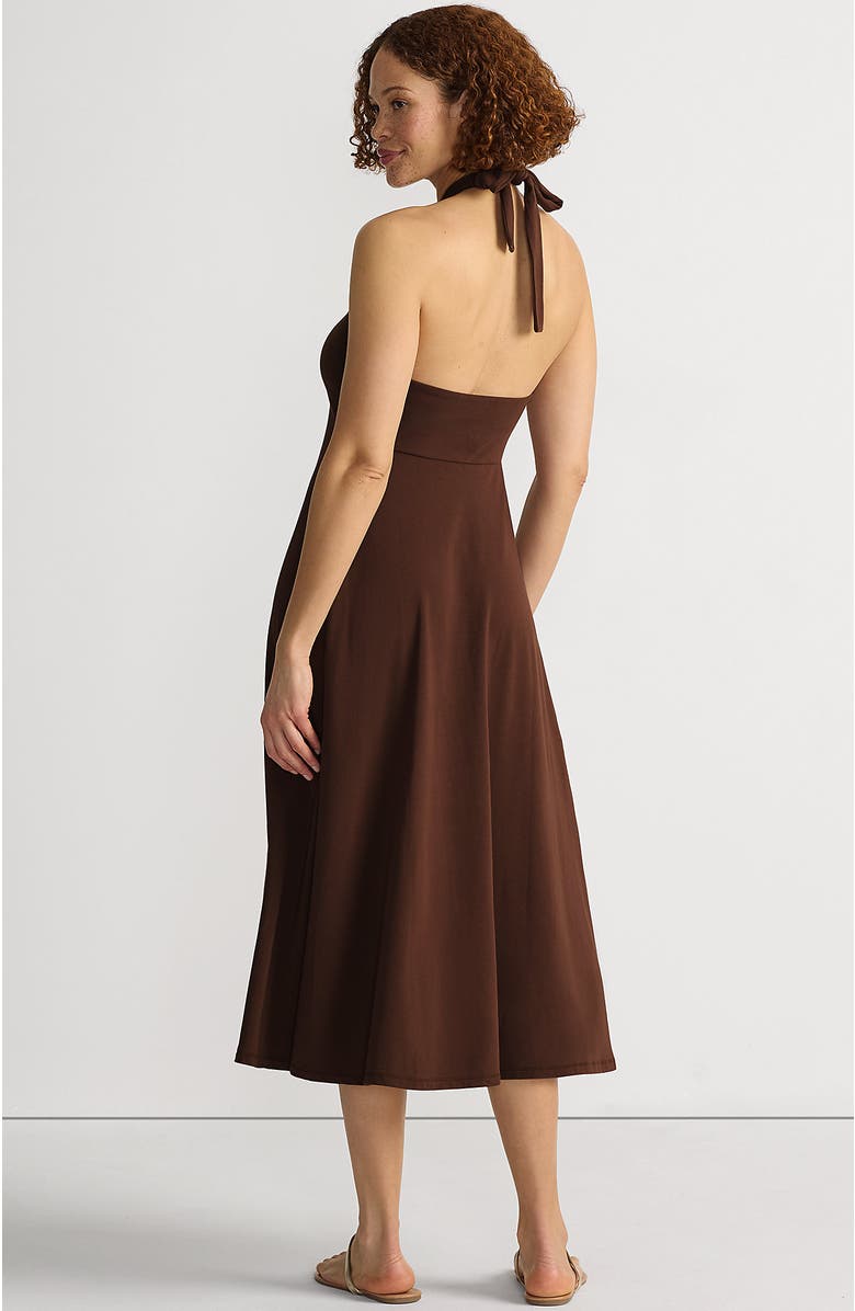 Lands' End Cotton Modal Halter Midi Dress, Alternate, color, Tree Bark