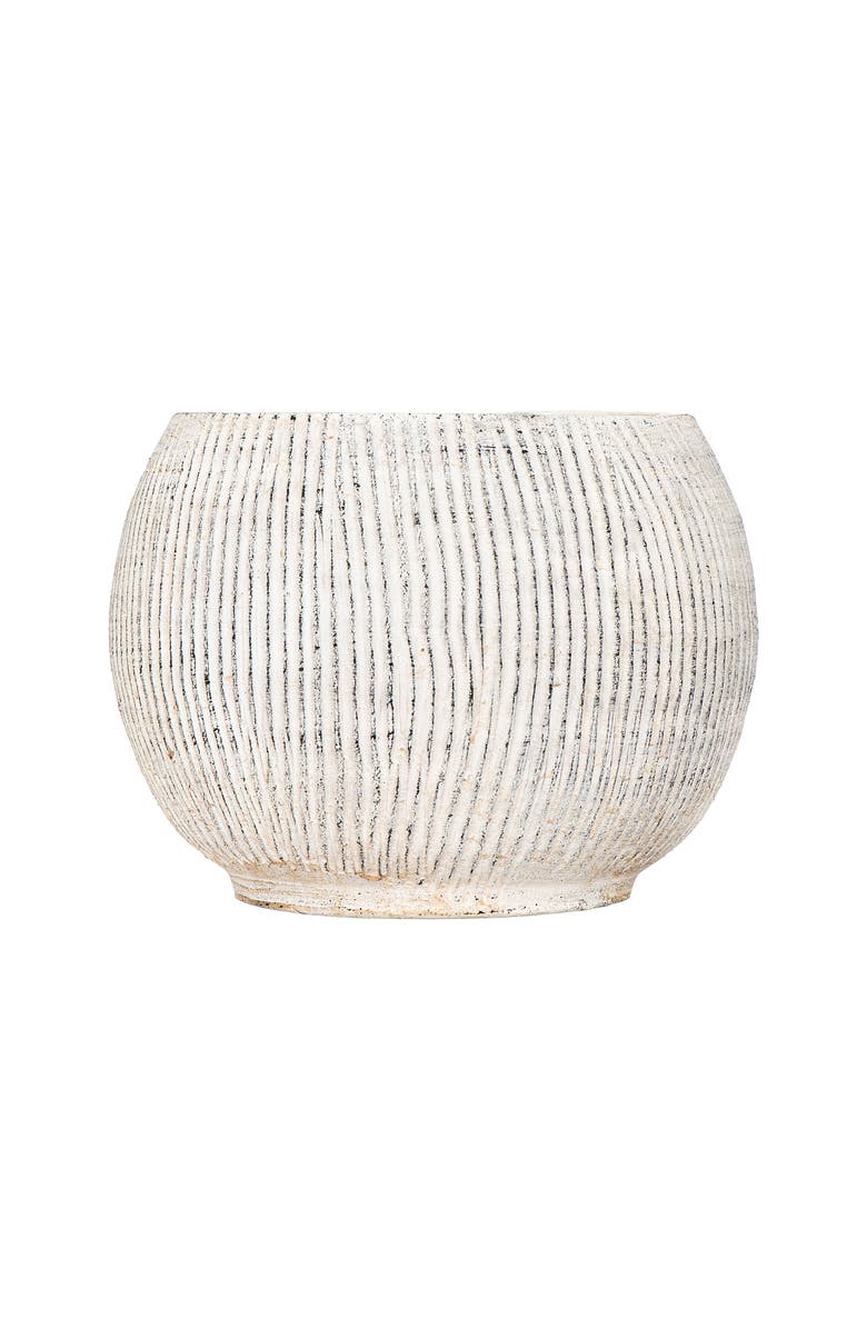 Storied Home Distressed Cream Terracotta Planter with Fluted Texture, Main, color,