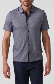 34 Heritage Pima Cotton Knit Short Sleeve Button-Up Shirt