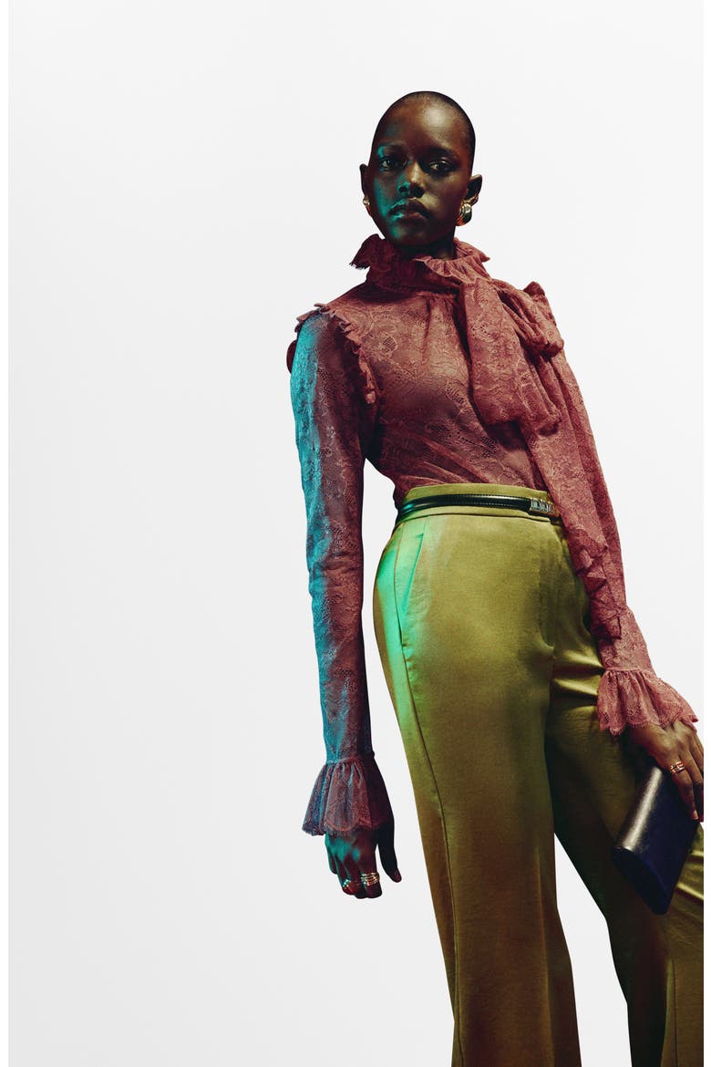 Sunset Hammered Satin Pants, Alternate, color, YELLOW