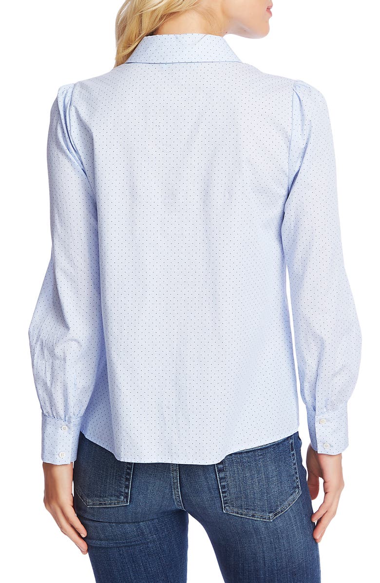 CeCe Pin Dot Scallop Placket Cotton Blouse, Alternate, color, 