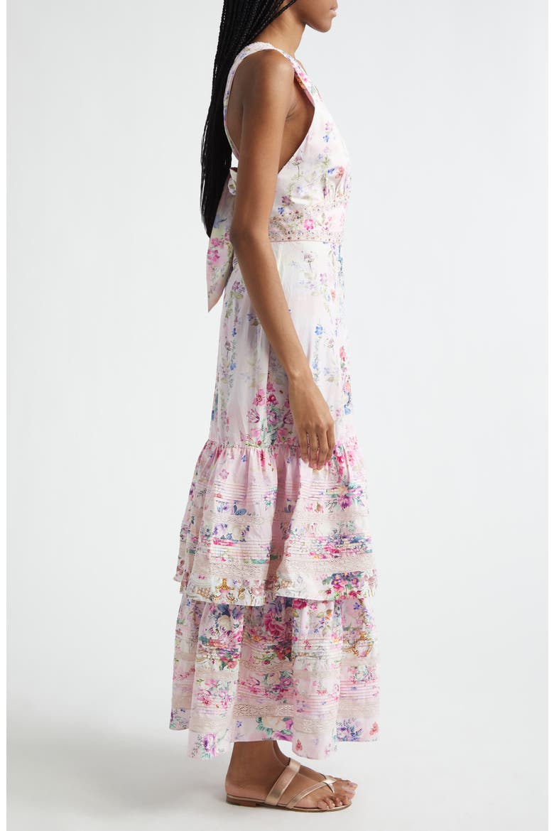 Palatial Pastels Two-Tier Organic Cotton Maxi Dress, Alternate, color, PALATIAL PASTELS PALAPAST