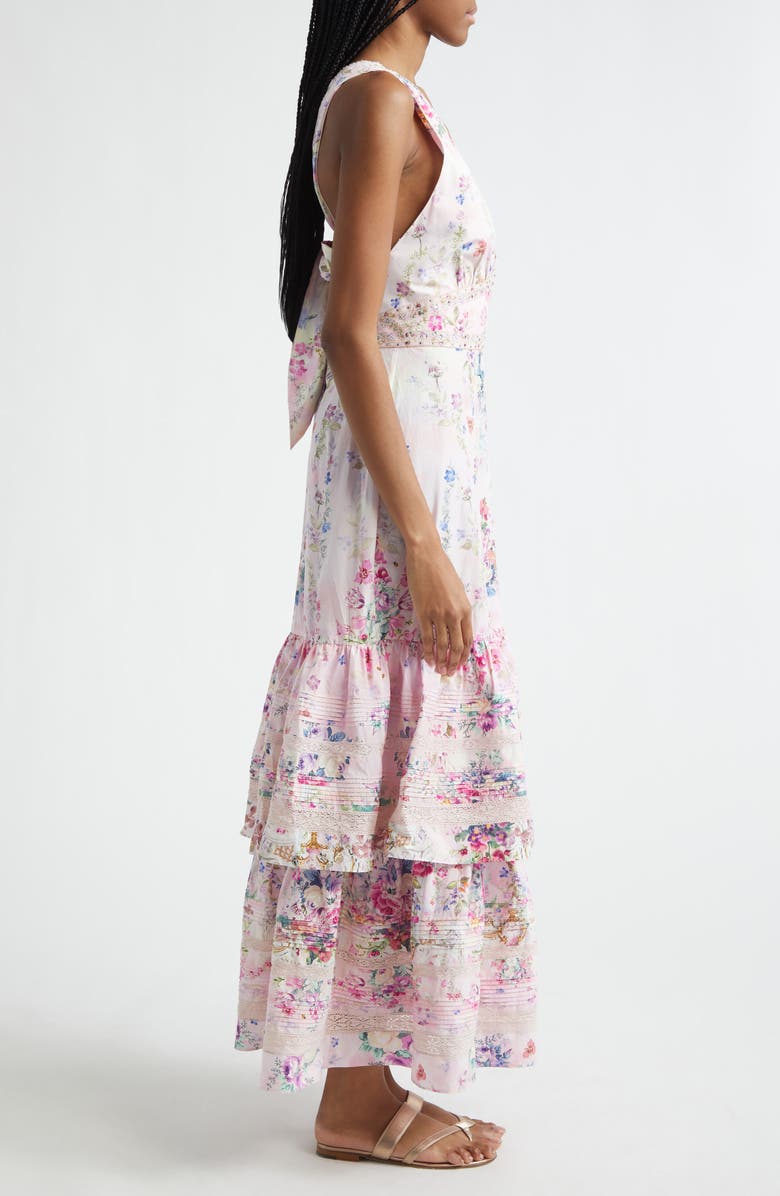 Camilla Palatial Pastels Two-Tier Organic Cotton Maxi Dress, Alternate, color, Palatial Pastels Palapast