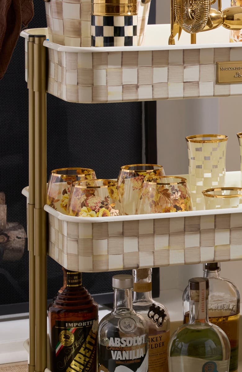 MACKENZIE CHILDS Set of 4 Wild Rose Stemless Wineglasses, Alternate, color, Yellow