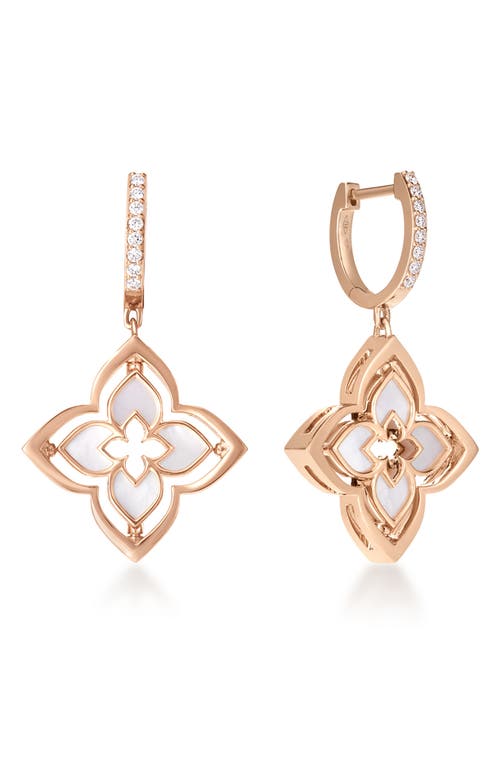 Roberto Coin Venetian Princess Pirouette Diamond Pavé Flower Drop Earrings In Pink