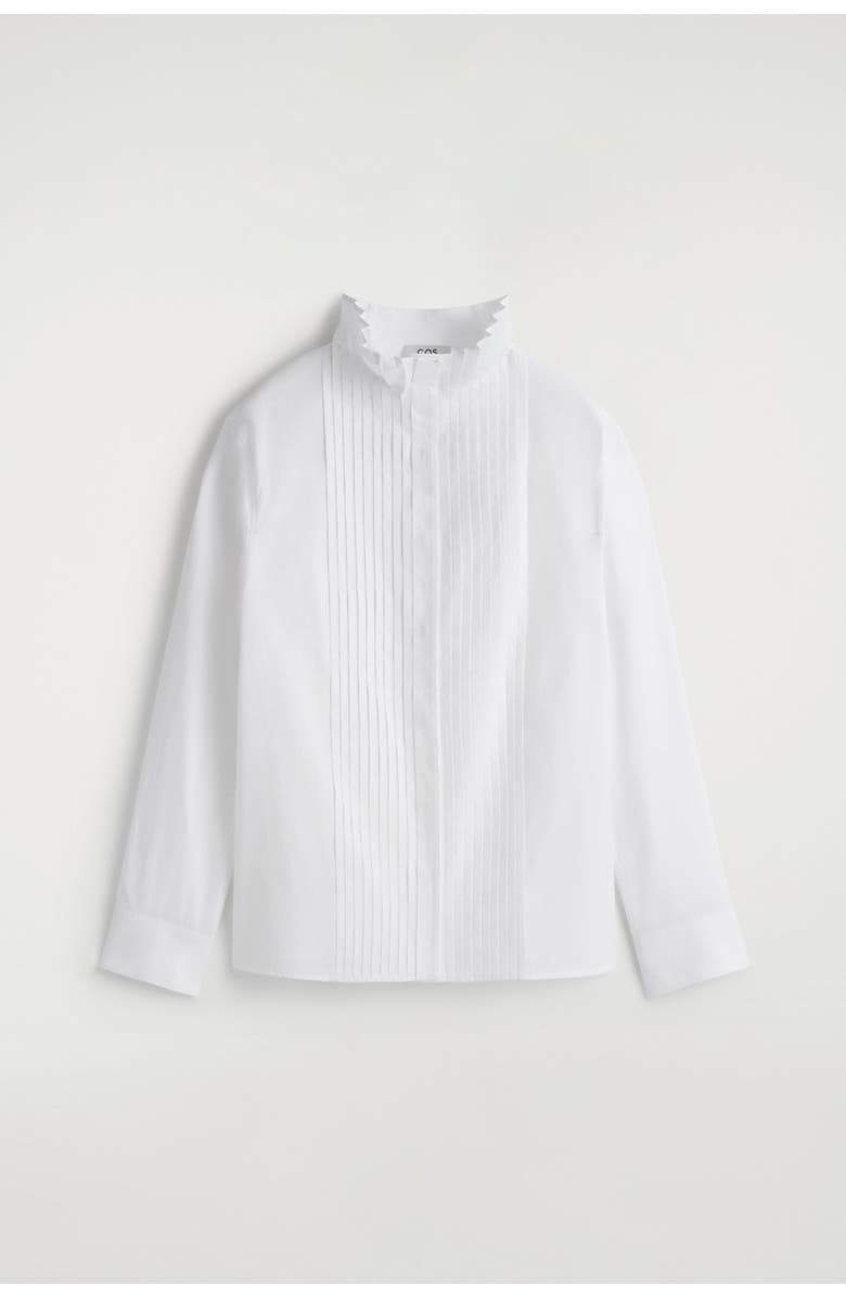 COS Pintucked Cotton Blouse, Alternate, color, White