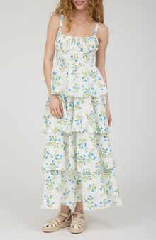 Blu Pepper Back Bow Sleeveless Tiered Maxi Dress