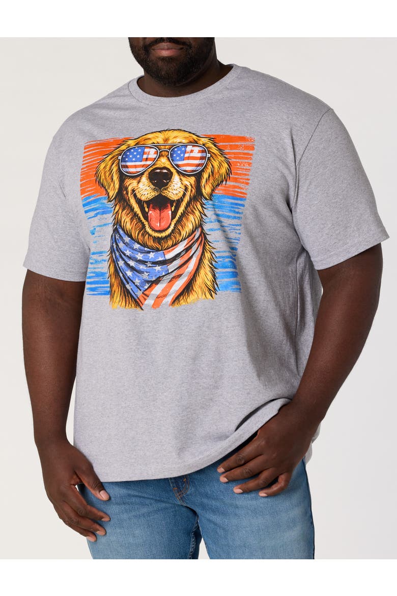Big & Tall Independence Day Dog Graphic T-Shirt, Main, color, GREY HEATHER