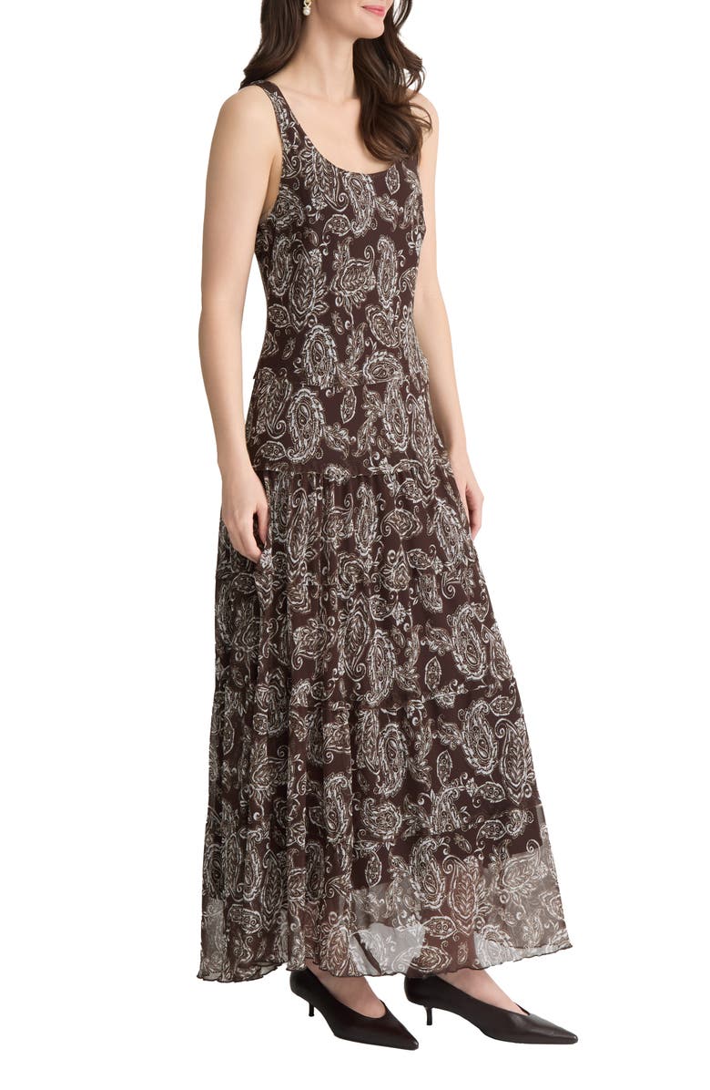Jones New York Paisley Print Chiffon Maxi Dress, Alternate, color, Fudge/ White Sand Multi