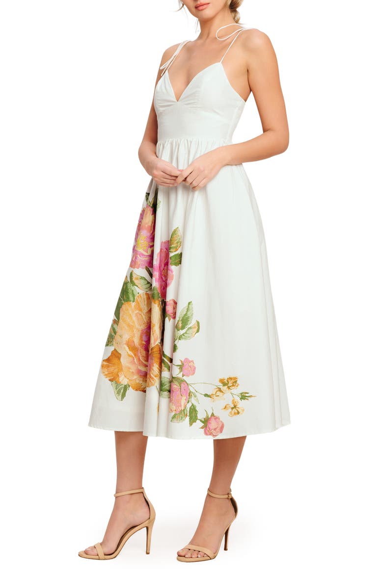 Floral Cotton Midi Sundress, Alternate, color, IVORY