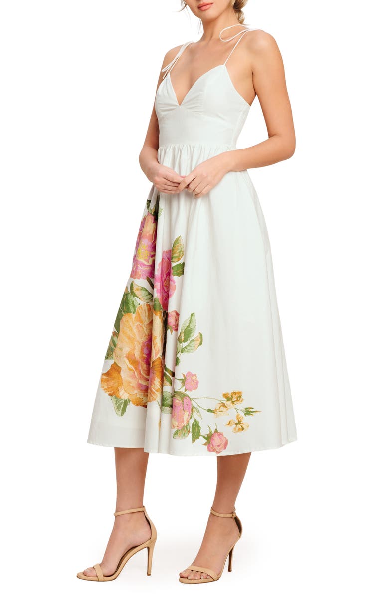 FLYING TOMATO Floral Cotton Midi Sundress, Alternate, color, Ivory