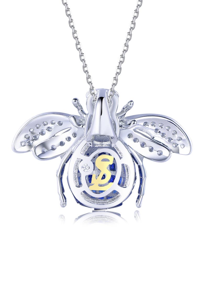 Cubic Zirconia Bumblebee Pendant Necklace, Alternate, color, BLUE