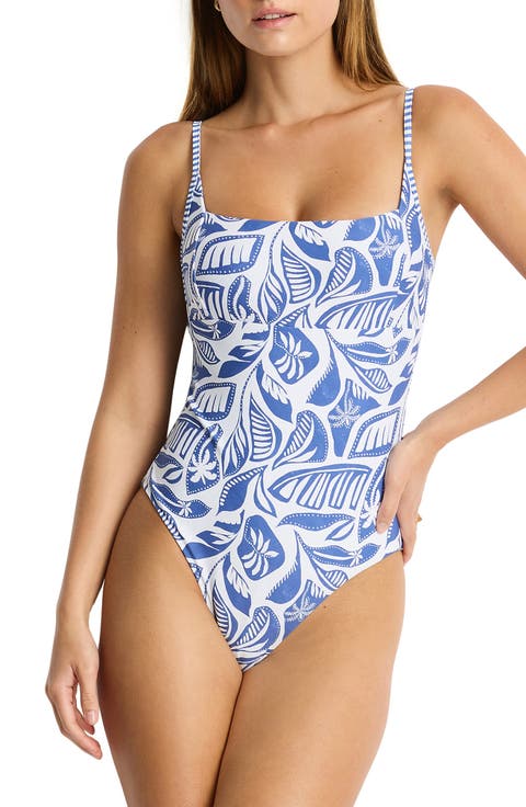 Square Neck One-Piece Swimsuit