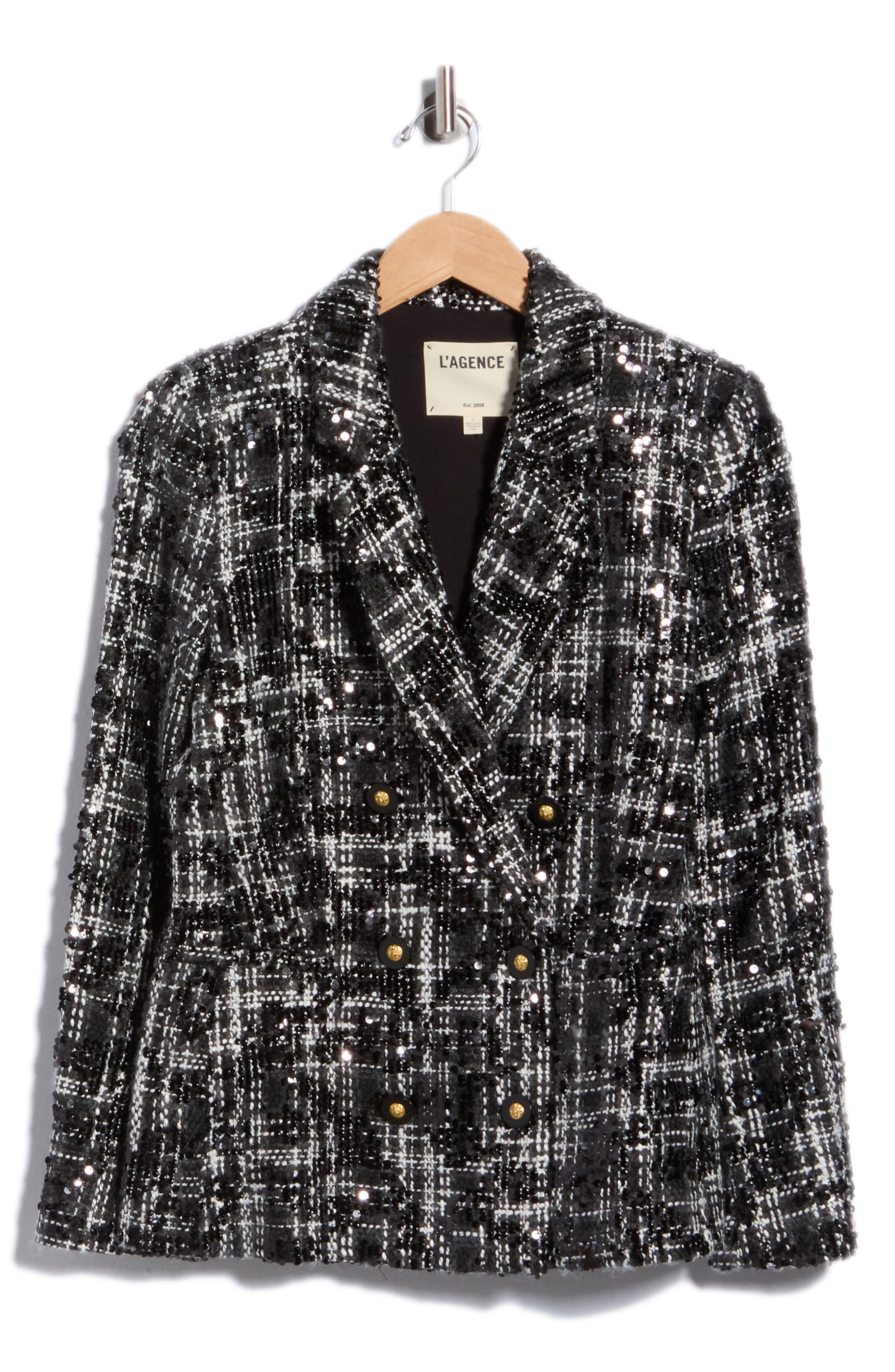 Colin Double Breasted Sequin Tweed Blazer