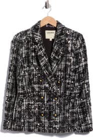 L'AGENCE Colin Double Breasted Sequin Tweed Blazer