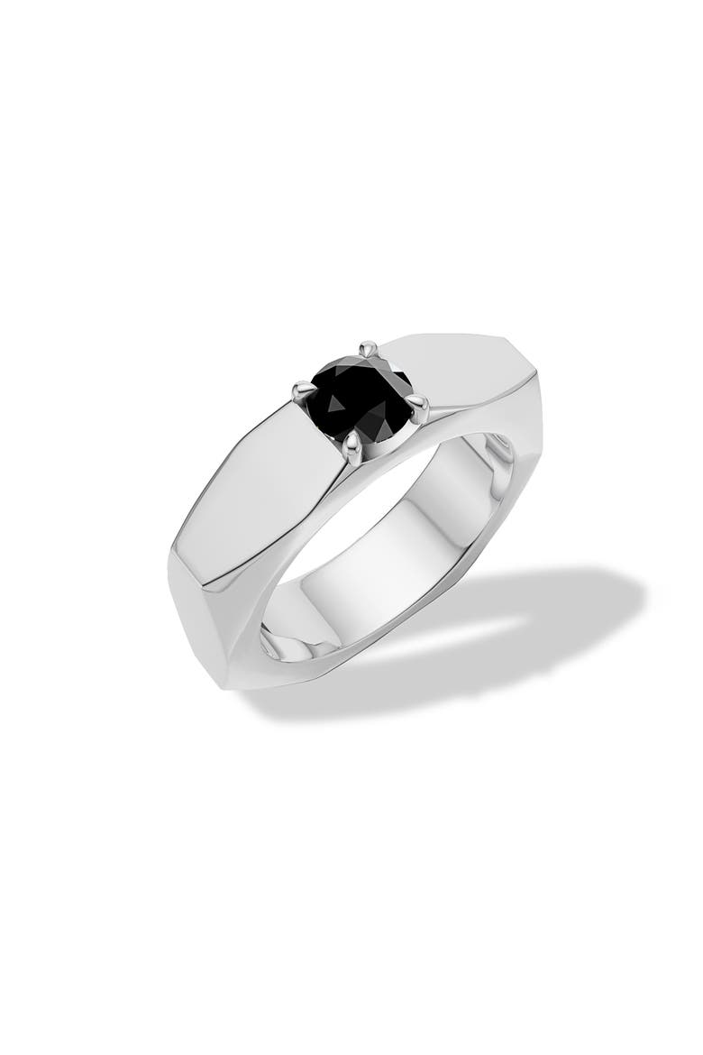 Hex Nut Lab Grown Diamond Solitaire Ring, Main, color, SILVER/ BLACK