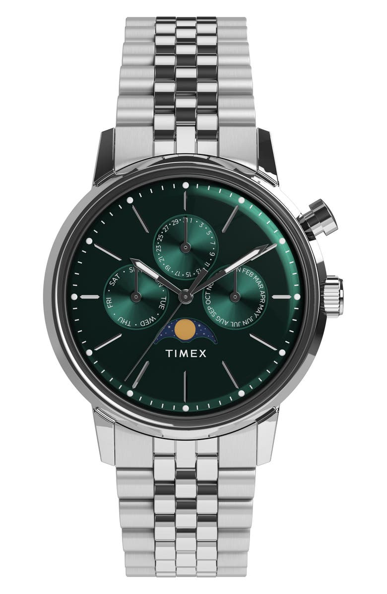 Timex<sup>®</sup> Marlin<sup>®</sup> Moonphase Bracelet Watch, 40mm, Main, color, Silver
