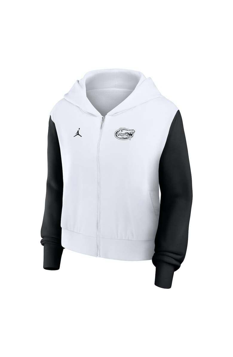 Jordan Brand Women's Jordan Brand White Florida Gators Cropped Athletic Prep Color Block Script Full-Zip Hoodie, Alternate, color, White