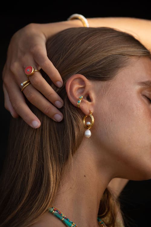 Ottoman Hands Avalon Pearl Stacking Ring In Gold