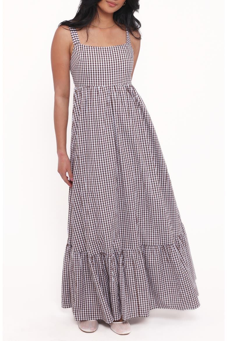 Reid Gingham Cotton Maxi Dress, Main, color, BROWN GINGHAM