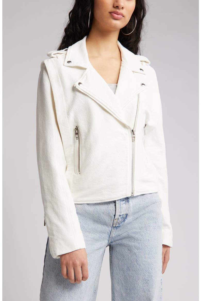 Cotton Crepe Moto Jacket, Alternate, color, SO ICE