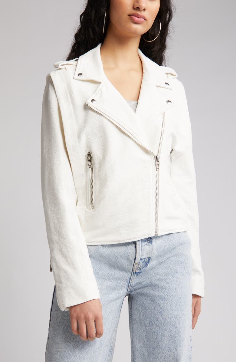BLANKNYC Cotton Crepe Moto Jacket, Alternate, color,