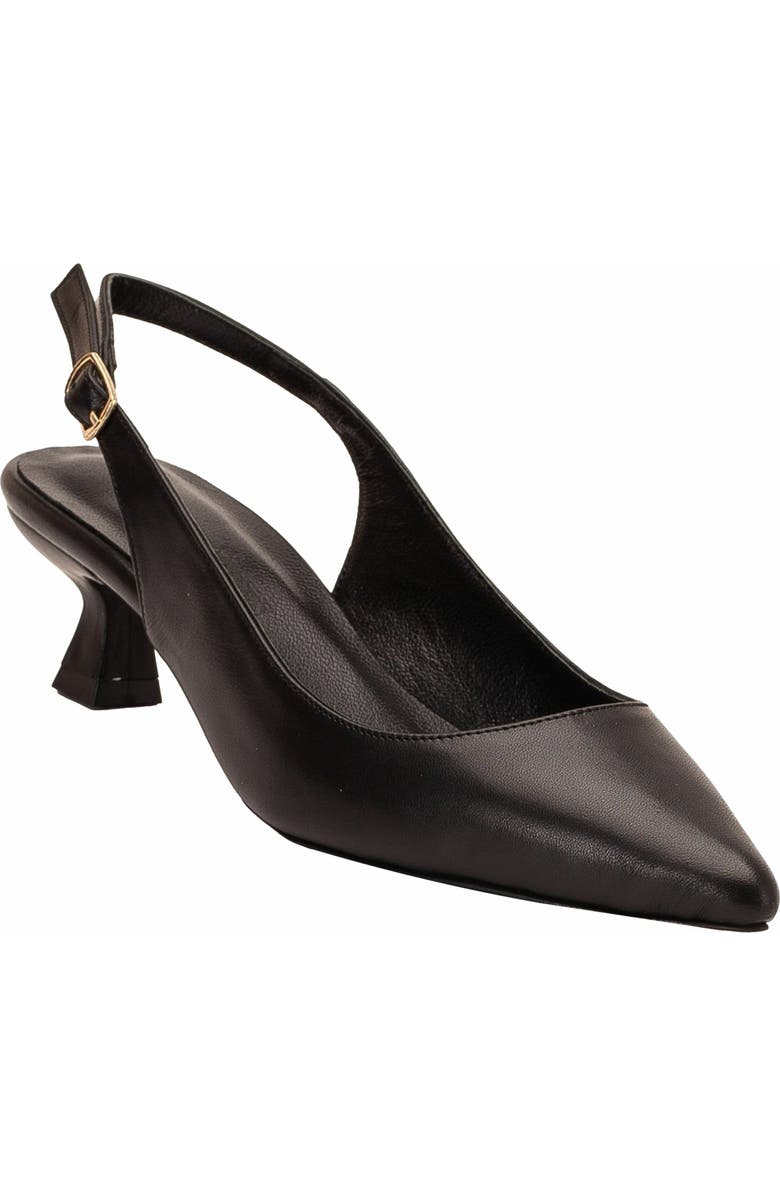 Forever & Always Shoes Lety Slingback Kitten Heel Leather Pumps, Main, color, Black Leather