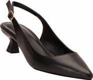 Forever & Always Shoes Lety Slingback Kitten Heel Leather Pumps