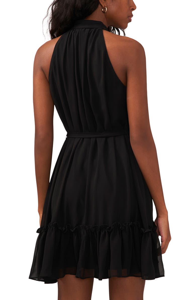 Halogen<sup>®</sup> Halter Neck Belted Minidress, Alternate, color, Rich Black