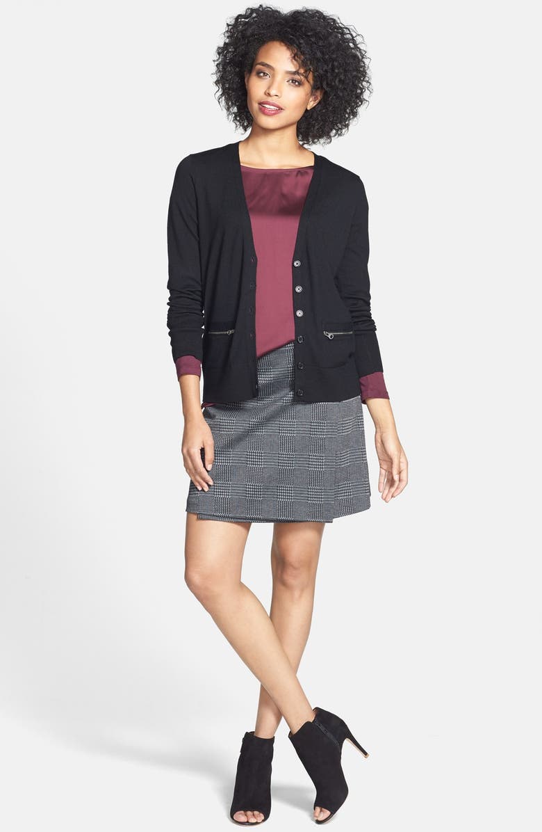 Halogen<sup>®</sup> Zip Pocket V-Neck Cardigan, Alternate, color,