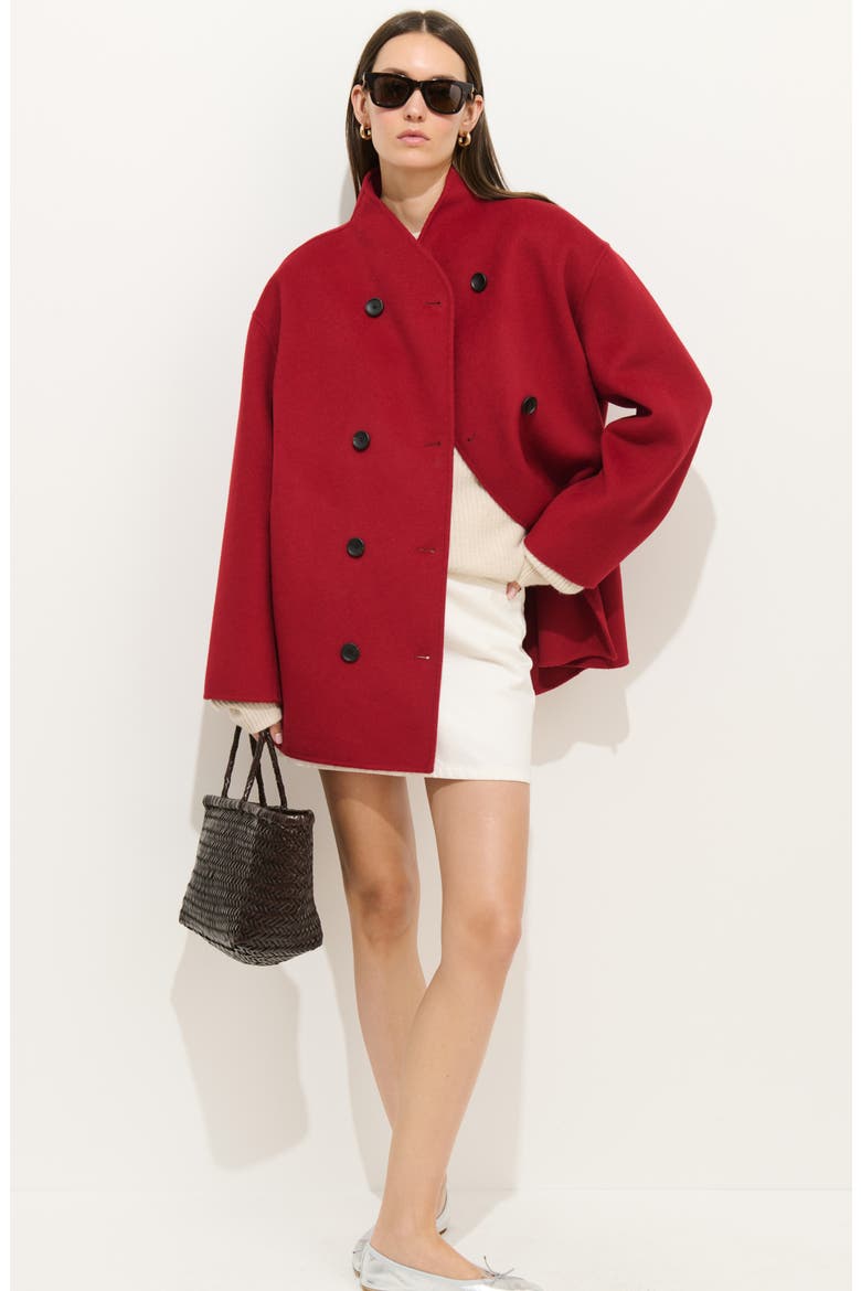 Sophia Wool Blend Coat, Alternate, color, RED
