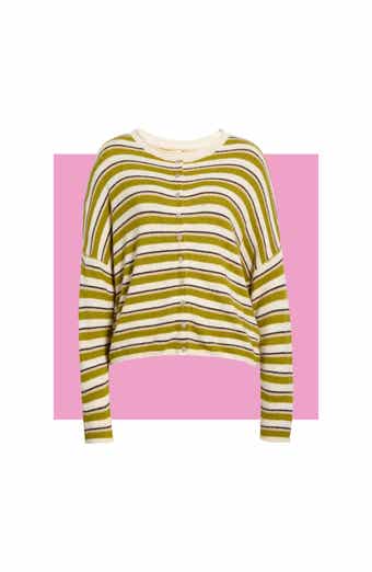 Striped Roll Collar Cardigan
