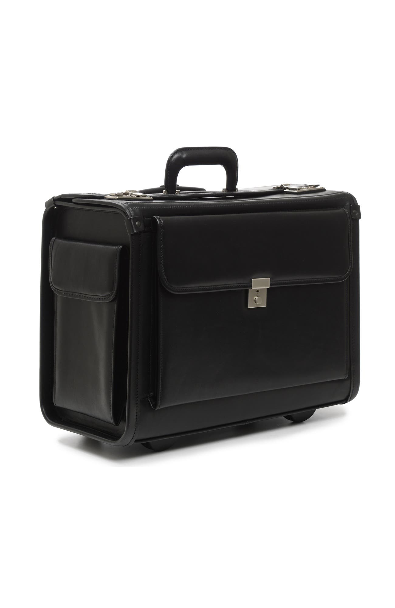 MobileMax 18" Wheeled Leather Catalog Case, Alternate, color, Black
