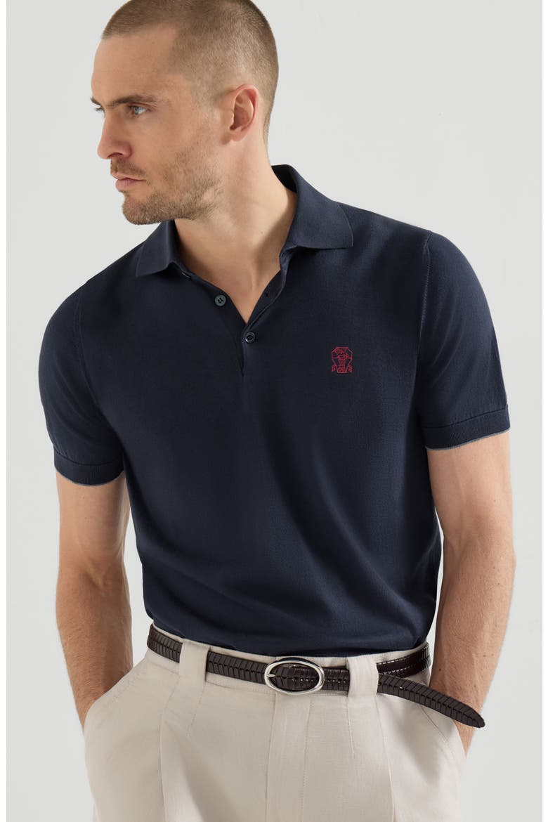 Lightweight knit Polo, Alternate, color, Navy Blue