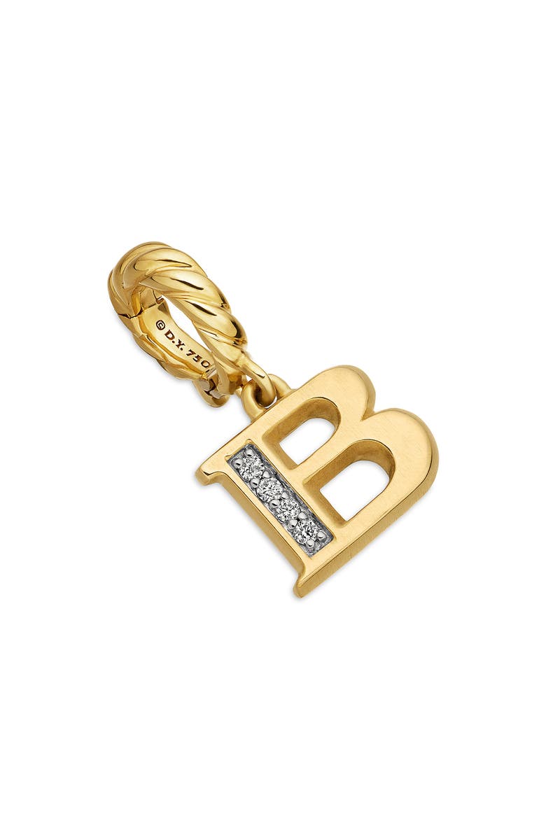 David Yurman Pavé A Initial Pendant in 18K Yellow Gold with Diamonds, Main, color, 18K Yellow Gold - B