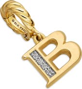 David Yurman Pavé A Initial Pendant in 18K Yellow Gold with Diamonds