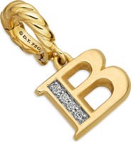 David Yurman Pavé A Initial Pendant in 18K Yellow Gold with Diamonds