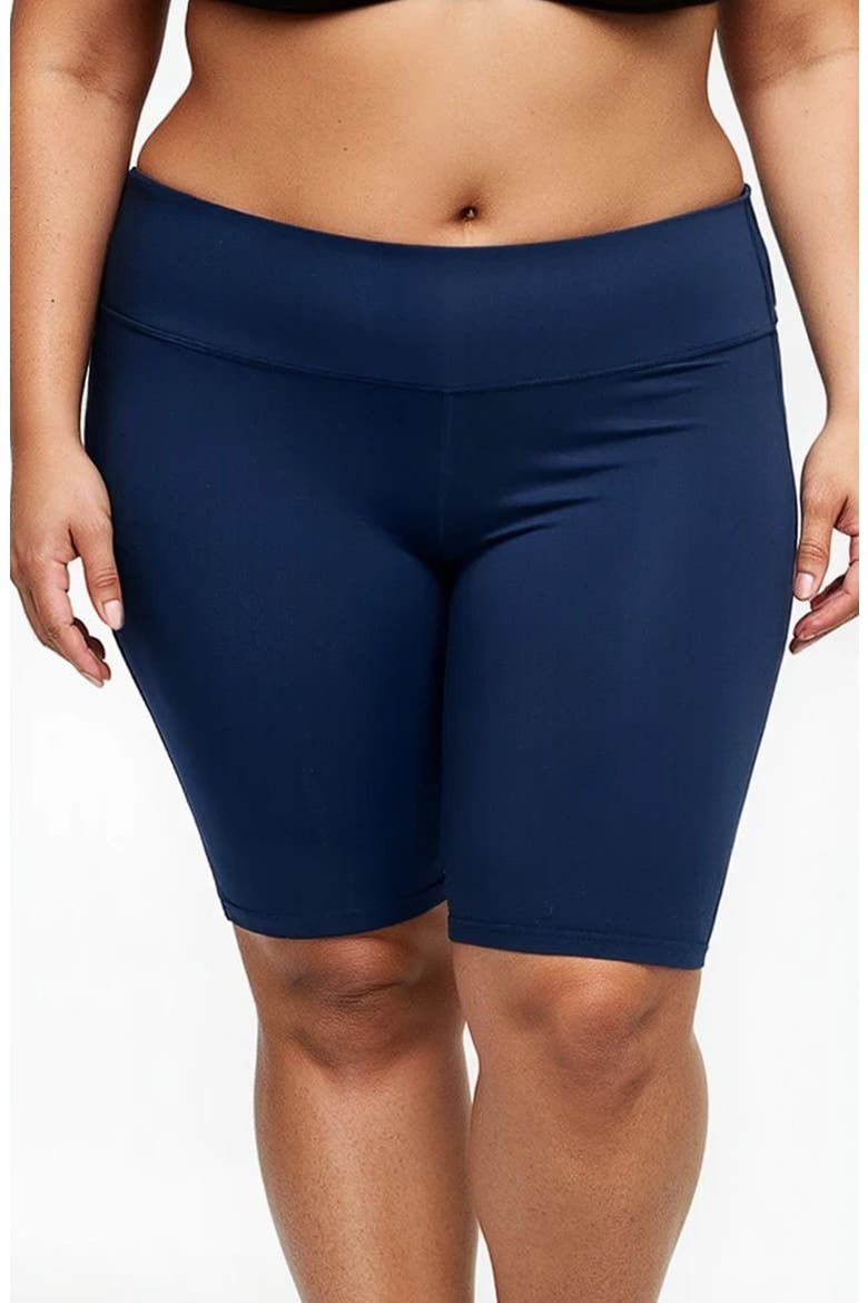 Plus Size Long Bike Swim Shorts, Main, color, Navy