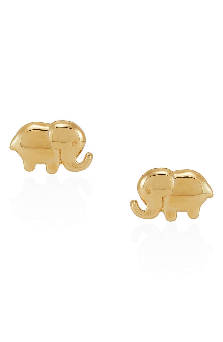 Frankie & Zoe Elephant Stud Earrings, Main, color, Yellow Gold