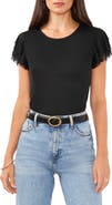 Vince Camuto Flutter Sleeve Mesh Top