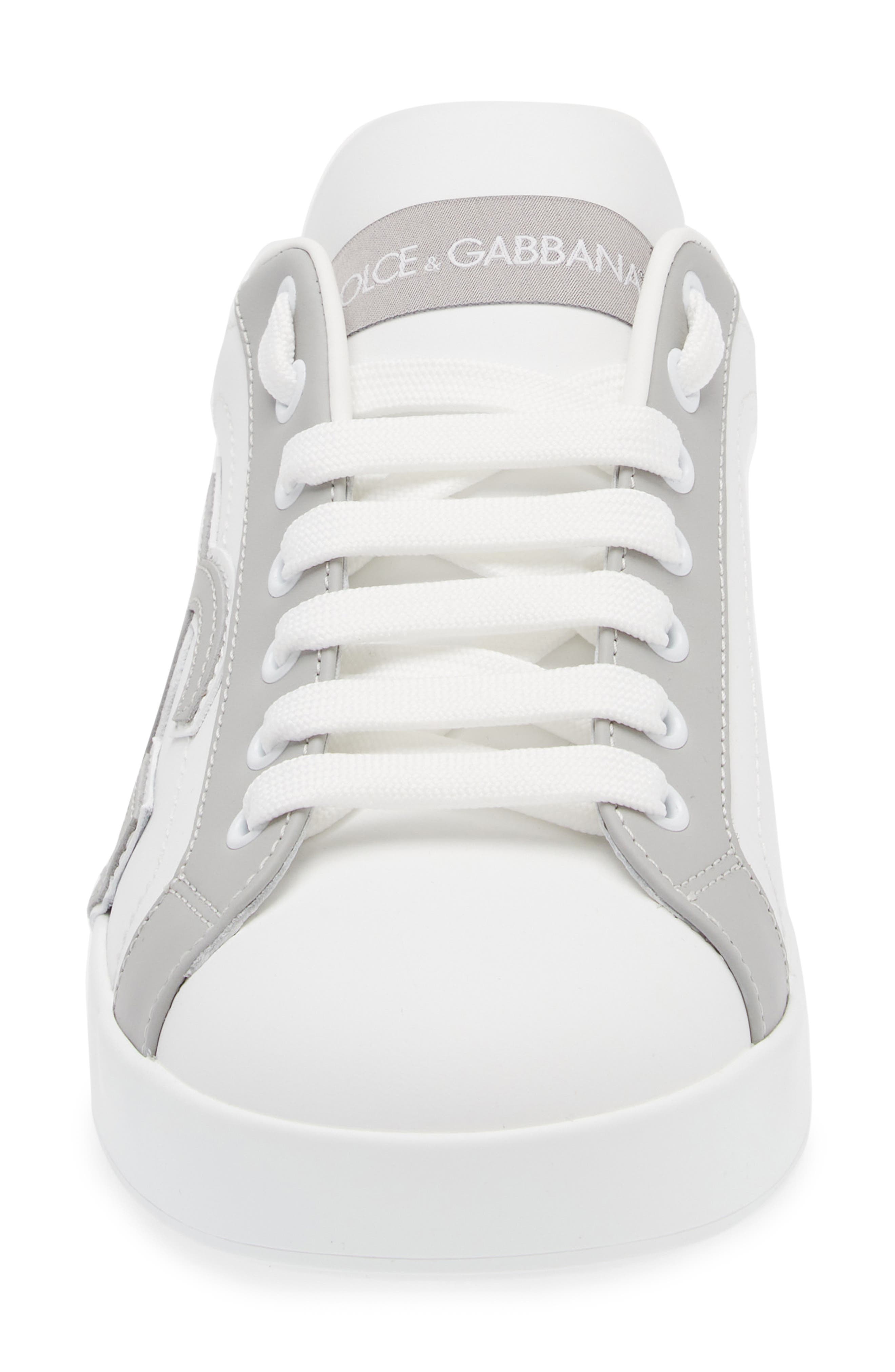 Dolce&Gabbana Portofino Calfskin Sneaker, Alternate, color, Bianco/ Bianco