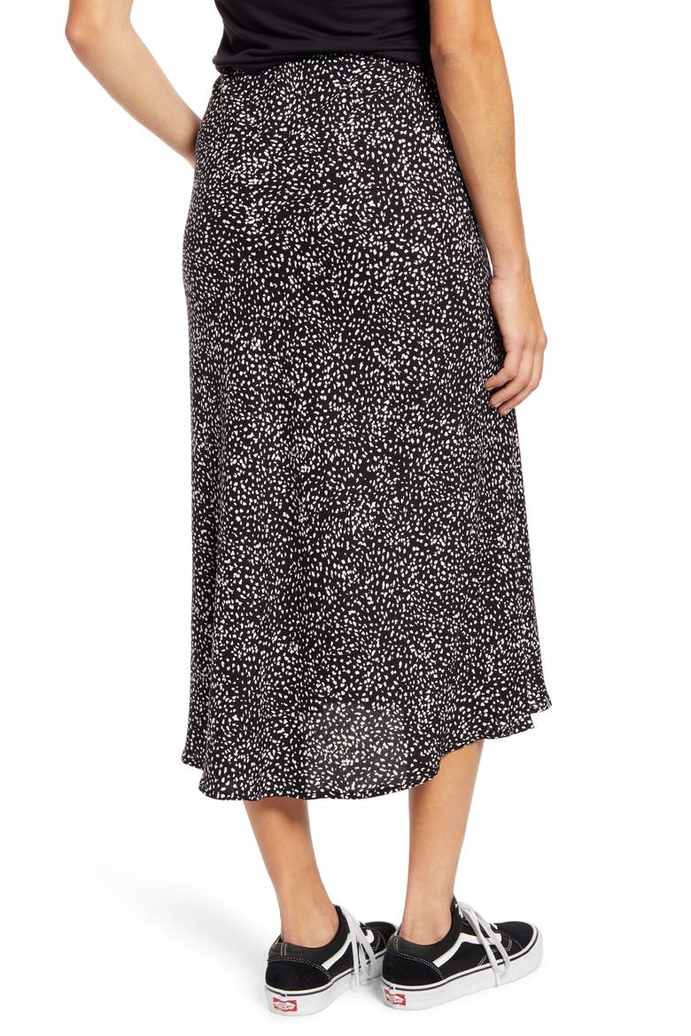 Print Midi Skirt, Alternate, color, BLACK WHITE DOT