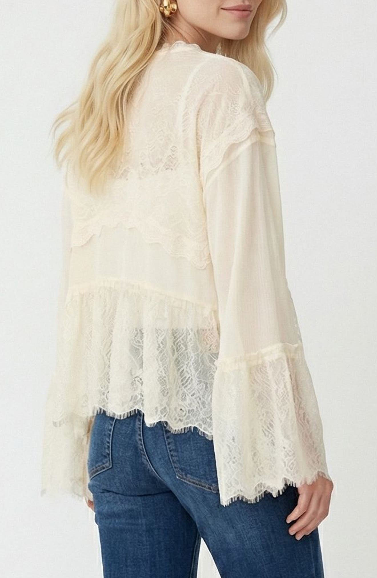 Emilie V-Neck Lace Swing Top - image 2